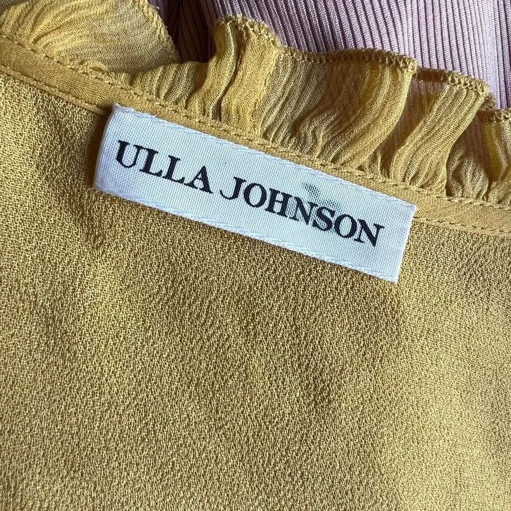 Ulla Johnson Midi Dress Sonja Honey Ruffled Chiffon 2 Silk Chiffon